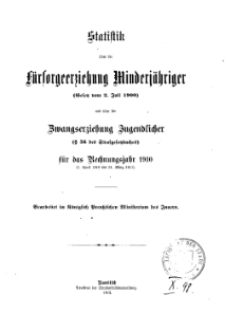 Statistik über die Fürsorgeerziehung Minderjähriger: 1910