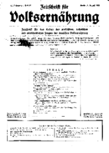 Zeitschrift für Volksernährung, 13. Jg. 1938, H. 15.