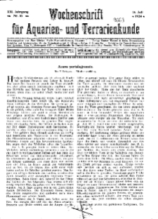 Wochenschrift für Aquarien und Terrarienkunde, 21. Jg. 1924, Nr. 16.