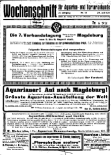 Wochenschrift für Aquarien und Terrarienkunde, 21. Jg. 1924, Nr. 18.