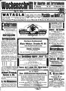 Wochenschrift für Aquarien und Terrarienkunde, 21. Jg. 1924, Nr. 33.