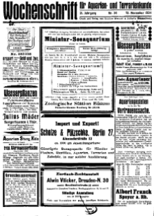 Wochenschrift für Aquarien und Terrarienkunde, 21. Jg. 1924, Nr. 34.