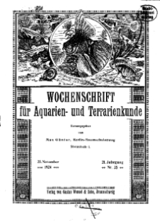 Wochenschrift für Aquarien und Terrarienkunde, 21. Jg. 1924, Nr. 35.