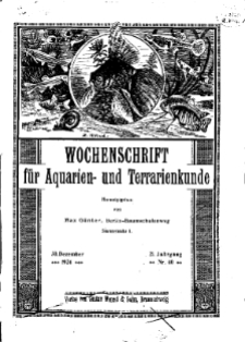 Wochenschrift für Aquarien und Terrarienkunde, 21. Jg. 1924, Nr. 40.