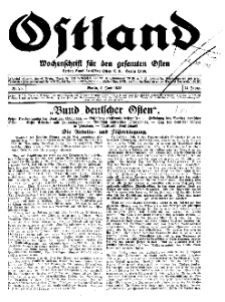 Ostland : Wochenschrift für die gesamte Ostmark, Jg. 14, 1933, Nr 23.