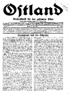 Ostland : Wochenschrift für die gesamte Ostmark, Jg. 14, 1933, Nr 29.