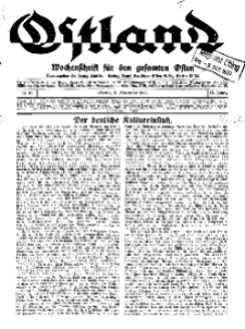 Ostland : Wochenschrift für die gesamte Ostmark, Jg. 14, 1933, Nr 37.