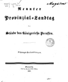 Neunter Provinzial Landtag der Stände des Königreichs Preussen, 1845