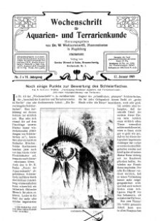Wochenschrift für Aquarien und Terrarienkunde, 6. Jg. 1909, Nr. 2.