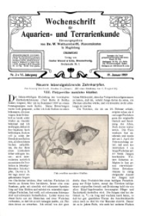 Wochenschrift für Aquarien und Terrarienkunde, 6. Jg. 1909, Nr. 3.