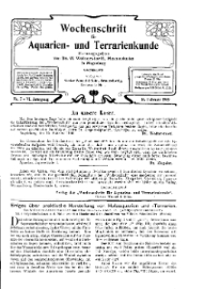 Wochenschrift für Aquarien und Terrarienkunde, 6. Jg. 1909, Nr. 7.