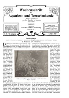Wochenschrift für Aquarien und Terrarienkunde, 6. Jg. 1909, Nr. 10.