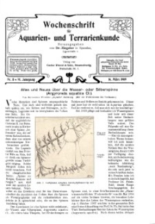 Wochenschrift für Aquarien und Terrarienkunde, 6. Jg. 1909, Nr. 11.