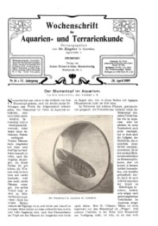 Wochenschrift für Aquarien und Terrarienkunde, 6. Jg. 1909, Nr. 16.