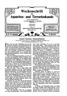 Wochenschrift für Aquarien und Terrarienkunde, 6. Jg. 1909, Nr. 19.