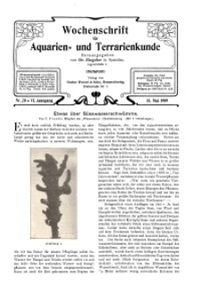 Wochenschrift für Aquarien und Terrarienkunde, 6. Jg. 1909, Nr. 20.