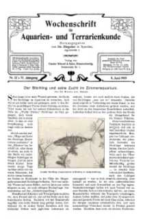 Wochenschrift für Aquarien und Terrarienkunde, 6. Jg. 1909, Nr. 23.