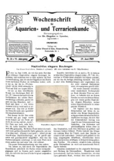 Wochenschrift für Aquarien und Terrarienkunde, 6. Jg. 1909, Nr. 26.