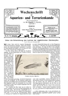 Wochenschrift für Aquarien und Terrarienkunde, 6. Jg. 1909, Nr. 27.