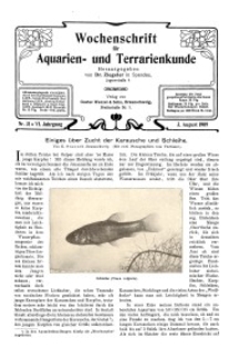 Wochenschrift für Aquarien und Terrarienkunde, 6. Jg. 1909, Nr. 31.