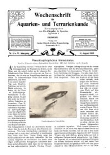 Wochenschrift für Aquarien und Terrarienkunde, 6. Jg. 1909, Nr. 35.
