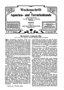 Wochenschrift für Aquarien und Terrarienkunde, 6. Jg. 1909, Nr. 39.