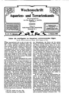Wochenschrift für Aquarien und Terrarienkunde, 6. Jg. 1909, Nr. 40.