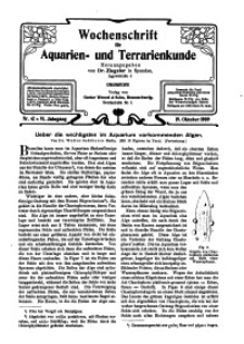 Wochenschrift für Aquarien und Terrarienkunde, 6. Jg. 1909, Nr. 42.