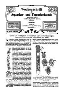 Wochenschrift für Aquarien und Terrarienkunde, 6. Jg. 1909, Nr. 43.
