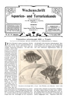 Wochenschrift für Aquarien und Terrarienkunde, 6. Jg. 1909, Nr. 45.