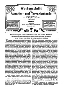 Wochenschrift für Aquarien und Terrarienkunde, 6. Jg. 1909, Nr. 49.