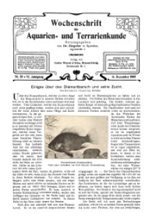 Wochenschrift für Aquarien und Terrarienkunde, 6. Jg. 1909, Nr. 50.