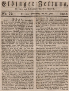 Elbinger Zeitung, No. 72 Donnerstag, 18. Juni 1846