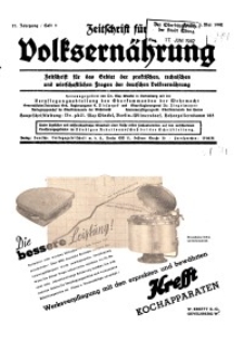 Zeitschrift für Volksernährung, 17. Jg. 1942, H. 9.
