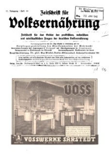 Zeitschrift für Volksernährung, 17. Jg. 1942, H. 10.