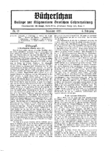 Bücherschau : Beilage zur Allgemeinen Deutschen Lehrerzeitung, 6. Jg. 1931, Nr 12.