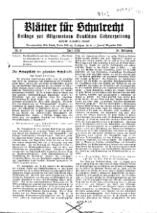 Blätter für Schulrecht : Beilage zur Allgemeinen Deutschen Lehrerzeitung, 31. Jg. 1930, Nr 6.