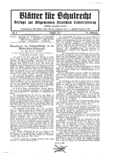 Blätter für Schulrecht : Beilage zur Allgemeinen Deutschen Lehrerzeitung, 32. Jg. 1931, Nr 8.