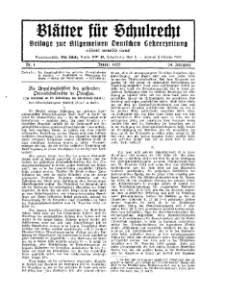 Blätter für Schulrecht : Beilage zur Allgemeinen Deutschen Lehrerzeitung, 34. Jg. 1933, Nr 1.