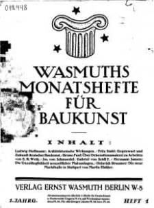 Wasmuths Monatshefte für Baukunst, Jg. 1, 1914, H. 1.
