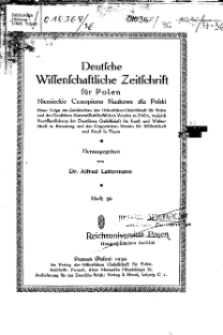 Deutsche wissenschaftliche Zeitschrift für Polen, 1939, H. 36.