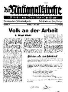 Die Nationalkirche : Briefe an Deutsche Christen, Jg. 10, 1941, H. 17.