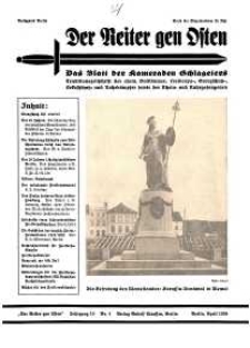 Der Reiter Gen Osten : das Blatt der Kameraden Schlageters, Jg. 10, 1939, H. 4.