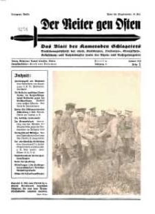 Der Reiter Gen Osten : das Blatt der Kameraden Schlageters, Jg. 9, 1938, H. 1.