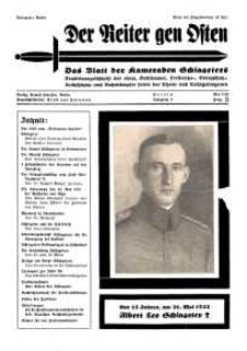 Der Reiter Gen Osten : das Blatt der Kameraden Schlageters, Jg. 9, 1938, H. 5.