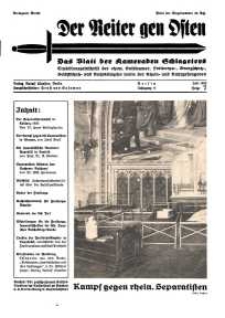 Der Reiter Gen Osten : das Blatt der Kameraden Schlageters, Jg. 9, 1938, H. 7.