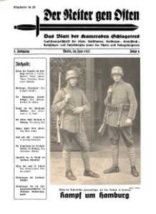 Der Reiter Gen Osten : das Blatt der Kameraden Schlageters, Jg. 8, 1937, H. 6.