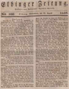 Elbinger Zeitung, No. 100 Sonnabend, 22. August 1846