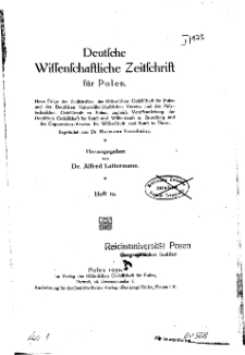 Deutsche wissenschaftliche Zeitschrift für Polen, 1930, H. 19.