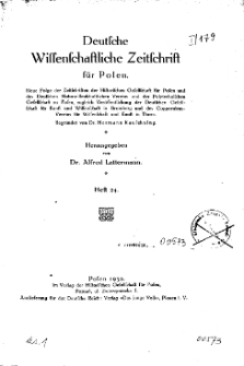 Deutsche wissenschaftliche Zeitschrift für Polen, 1932, H. 24.